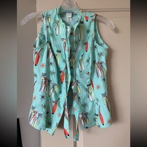 Heart of Haute Mandie Bee Size Small Atomic Cat Kitten Ella Top Tie Neck Retro